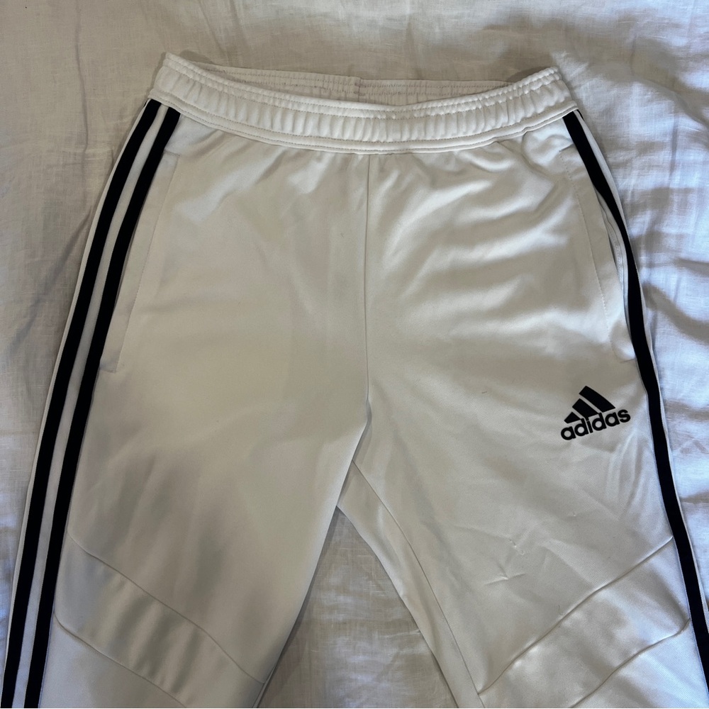 Adidas Fitted Mens Joggers - White + Black